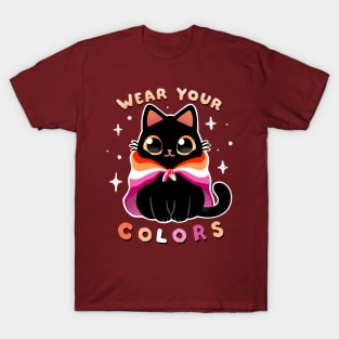 Lesbian LGBT Pride Cat - Kawaii Rainbow Kitty - Wear your colors T-Shirt